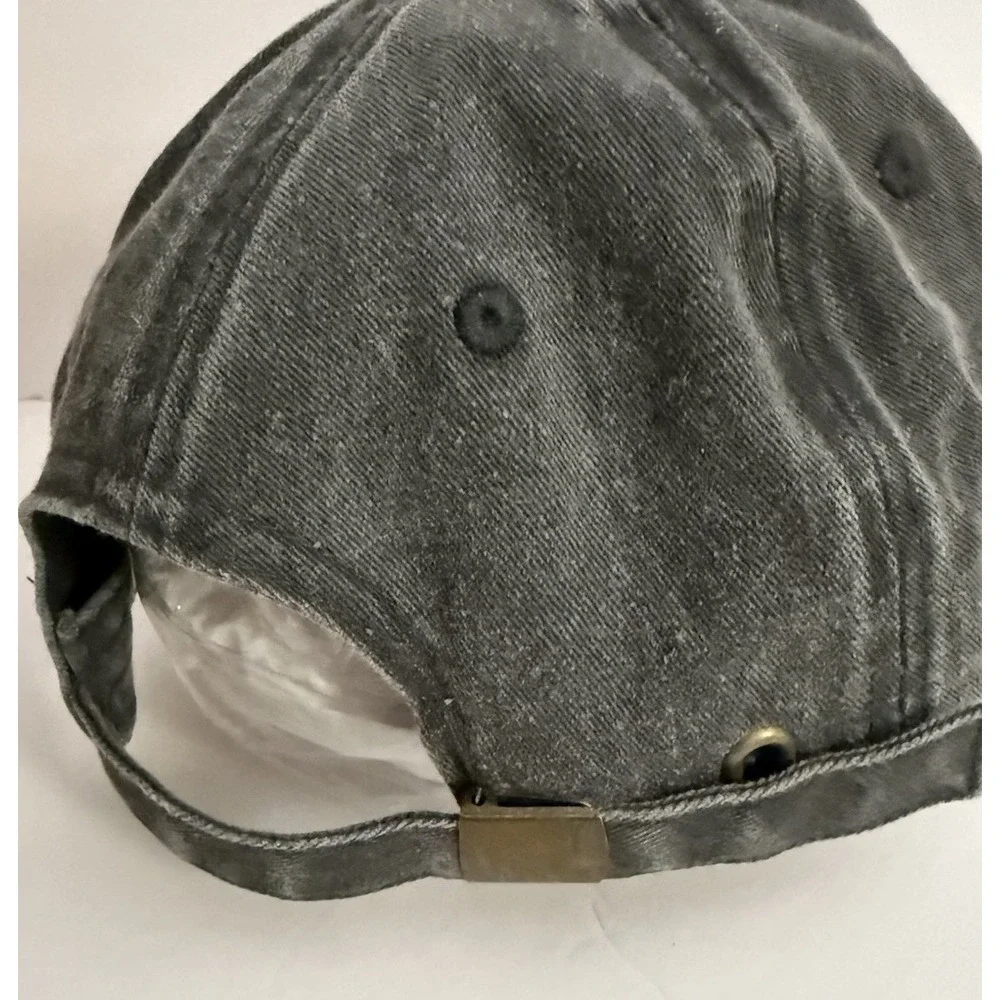 Ft. Myers Beach Florida Baseball Cap Distressed Gray With Lt Blue Embroidery